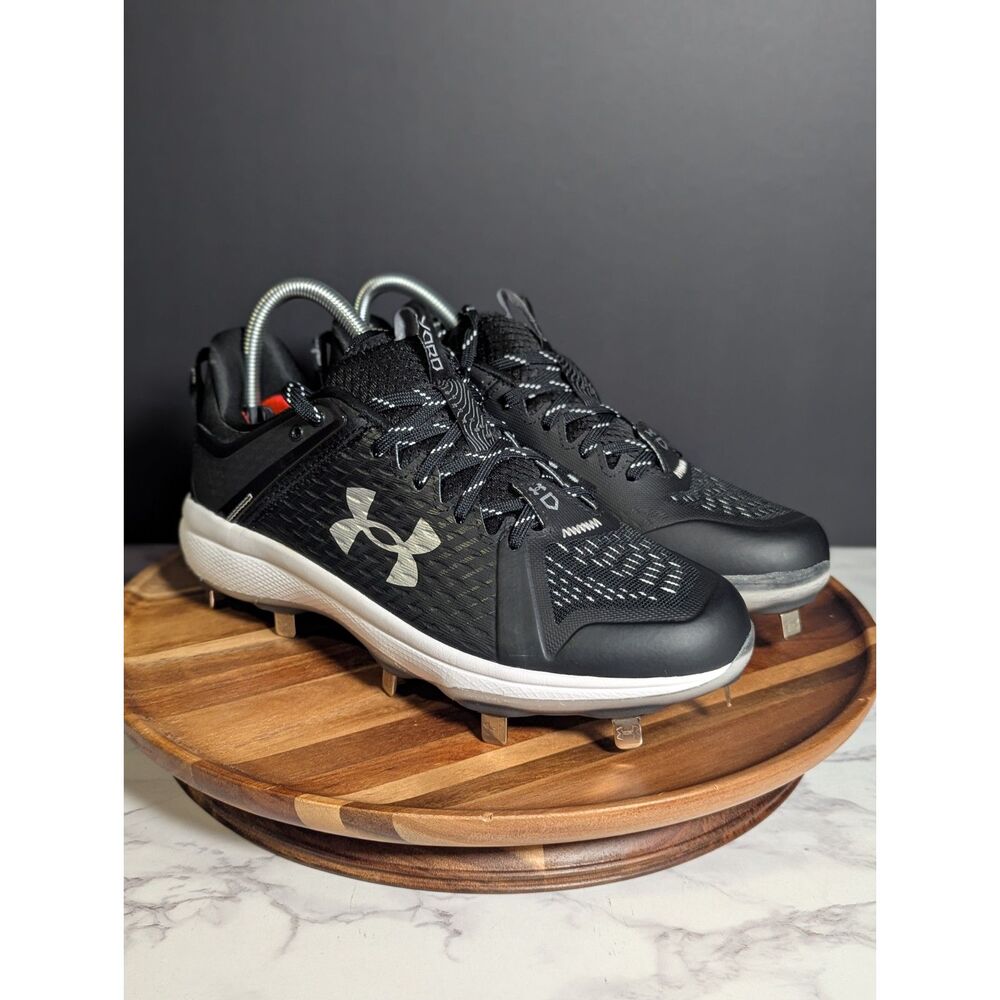 Under Armour Yard Low MT TPU Baseball Cleats Black White Men's Size 7.5 New